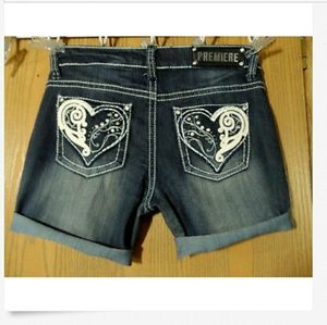 PREMIERE Jean Shorts 7/8 Dark wash Heart pocket